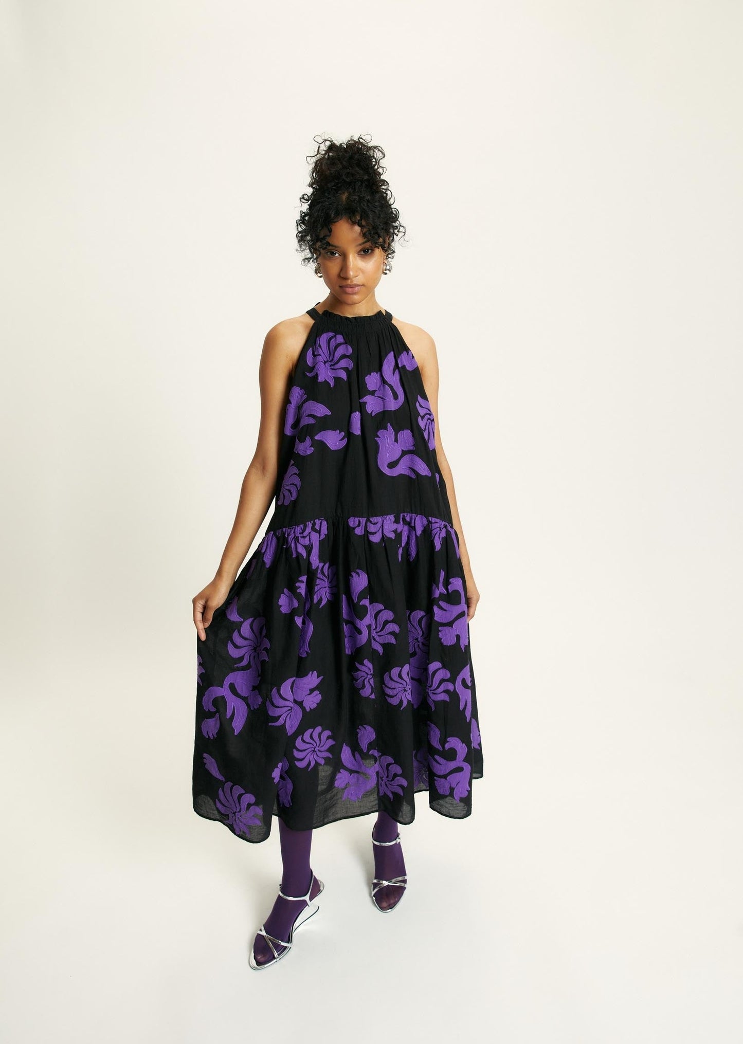 Jameela Dress - Black & Purple
