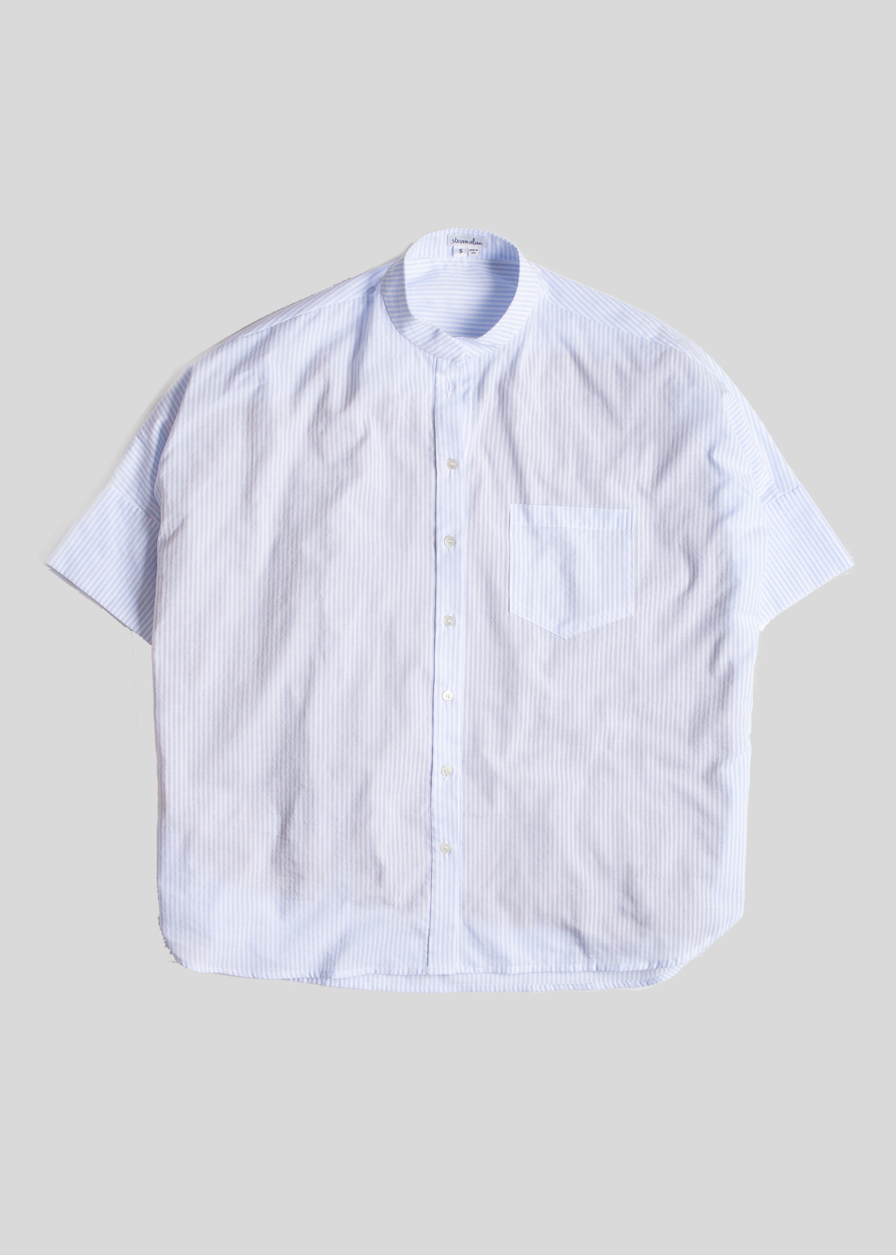 Oversized Stand Collar Shirt, Seersucker Stripe – Steven Alan
