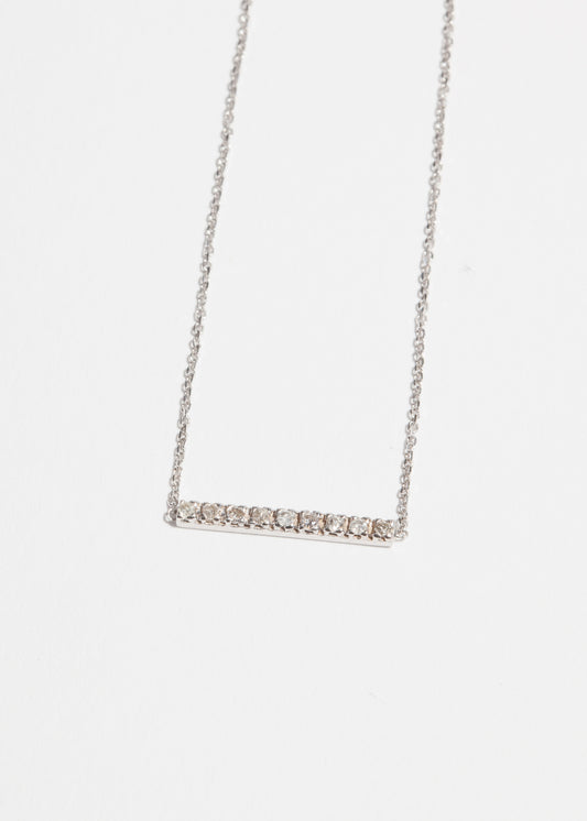 14k White Gold 9 Diamond Stick Necklace