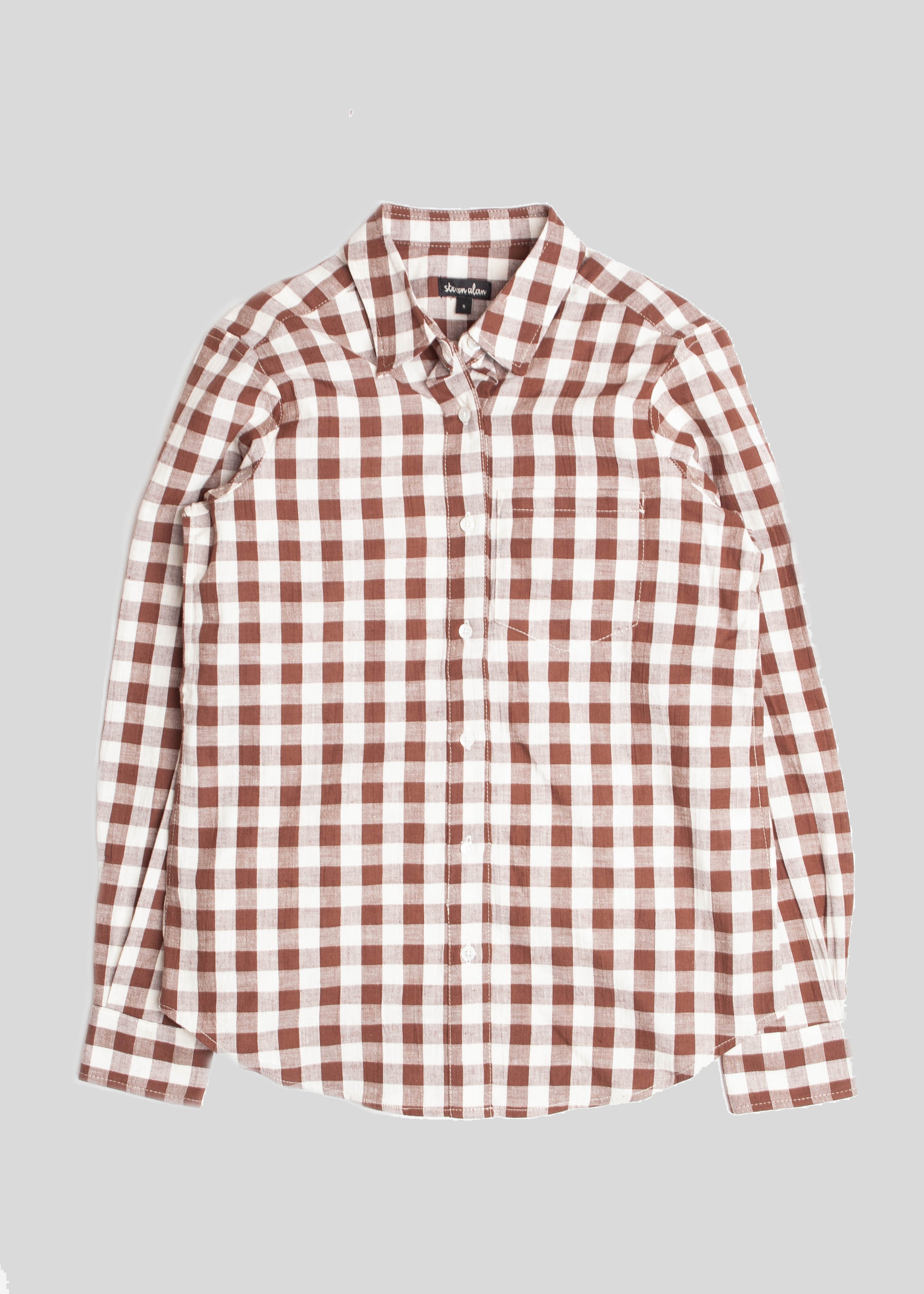 Women's Reverse Seam Shirt, Chocolate Gingham