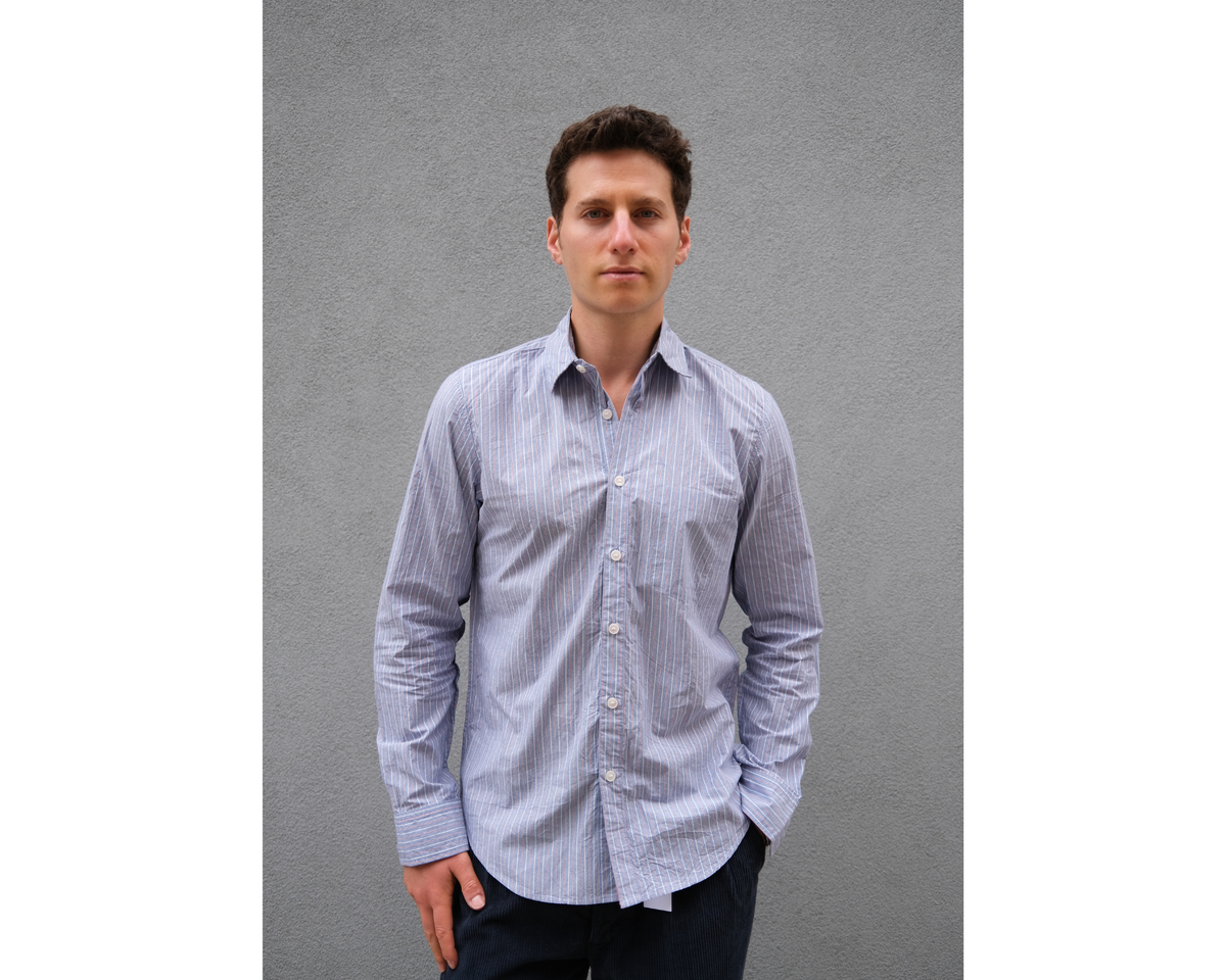 Steven Alan REVERSE SEAM REG ストライプシャツ The Reverse Seam shirt, Red/White/Blue Stripe – Steven Alan
