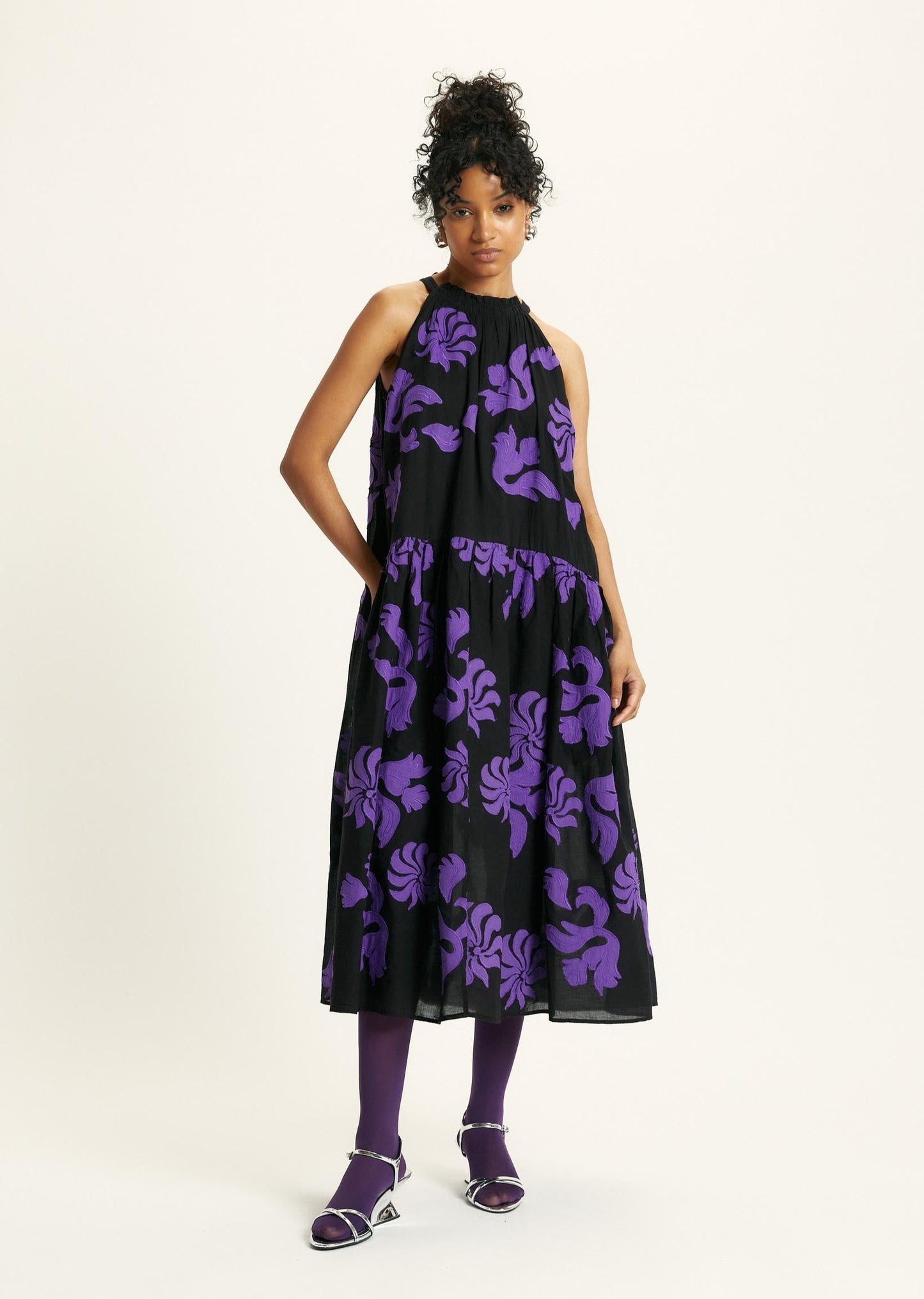 Jameela Dress - Black & Purple