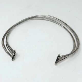 Layered choker adjustable open-closure Silver