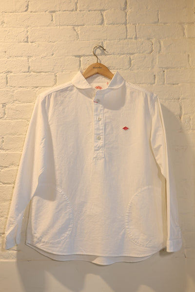 dress shirt round collar Margaret Howell Short Sleeve Round Collar Shirt Shirting Linen White size: 14