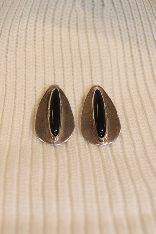 Vintage sterling silver earrings with onyx