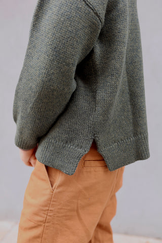 Double Vent Sweater, Army Green