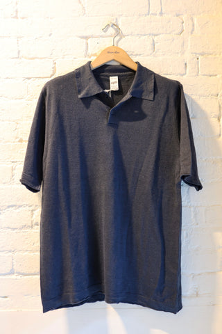 GRP PL 10 Linen 2 Button Short Sleeve Polo, Blue