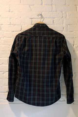 Single Needle Shirt, Navy Plaid