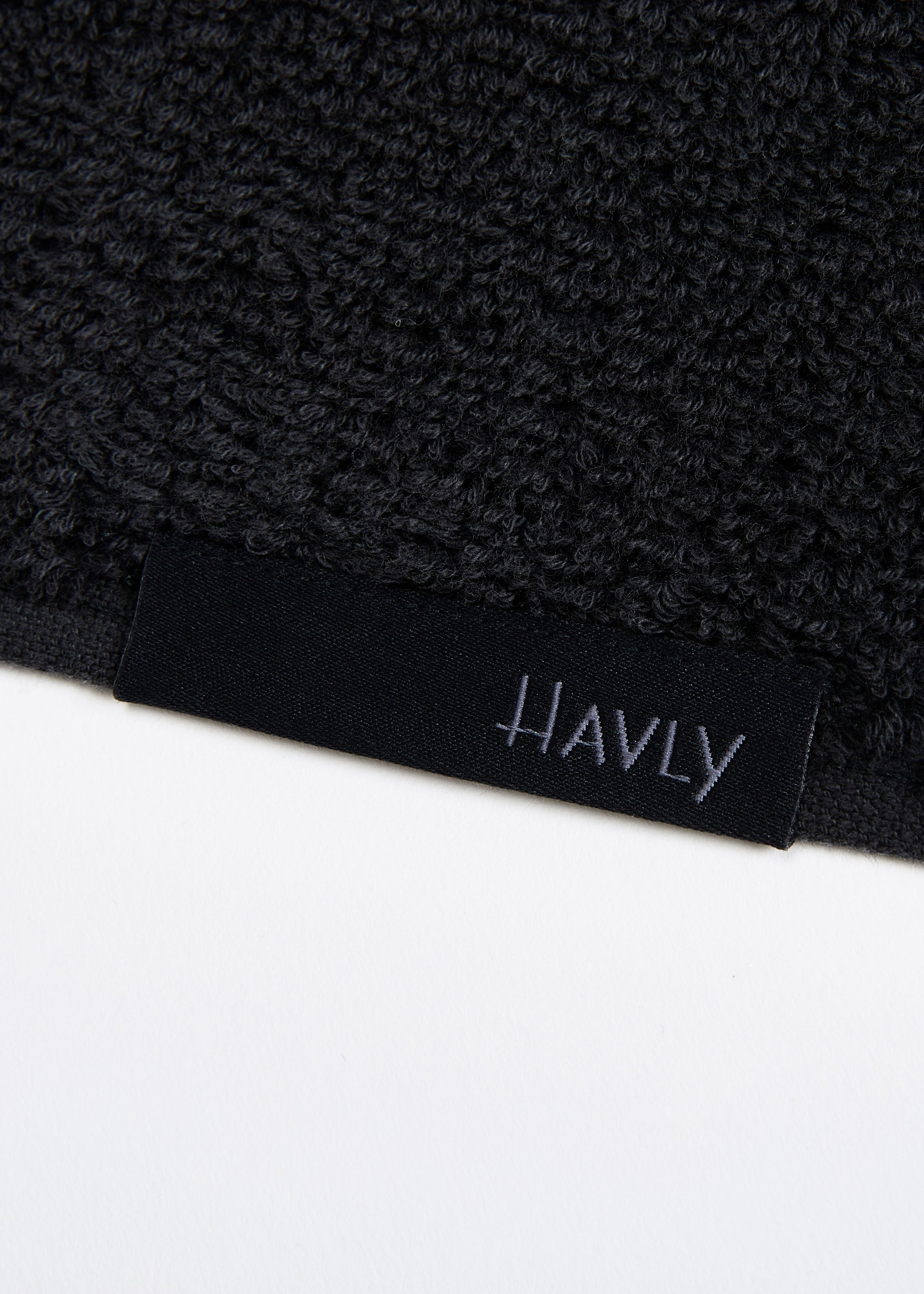 close up havly tag on towel