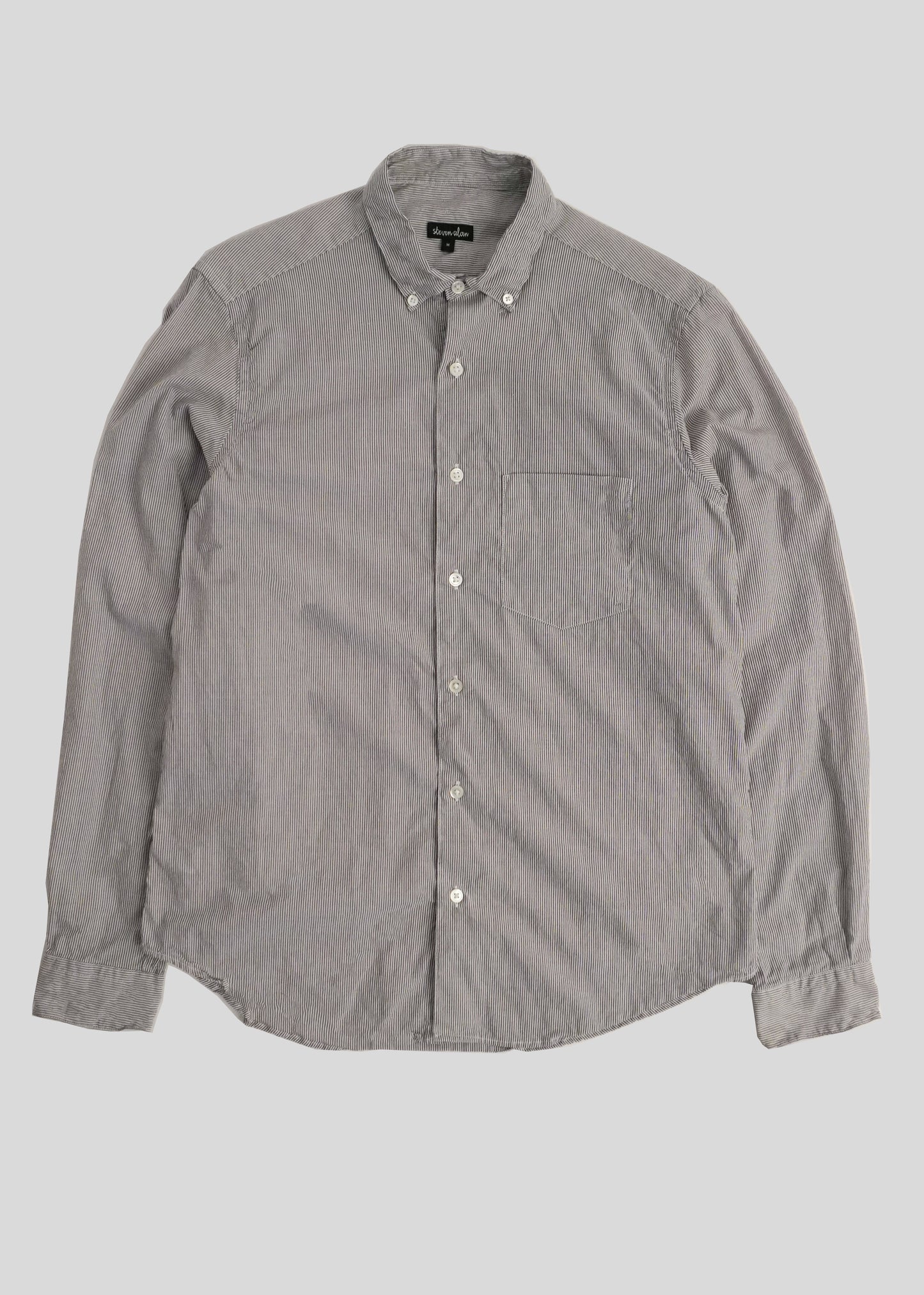 Single Needle Shirt, Soft Grey Stripe