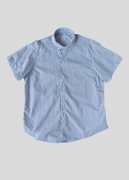 Short Sleeve Single Needle Shirt, Blue BW Gingham