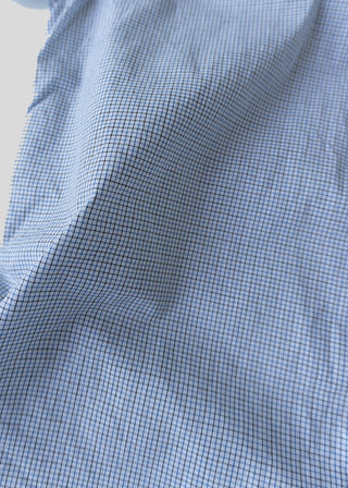 Short Sleeve Single Needle Shirt, Blue Gingham