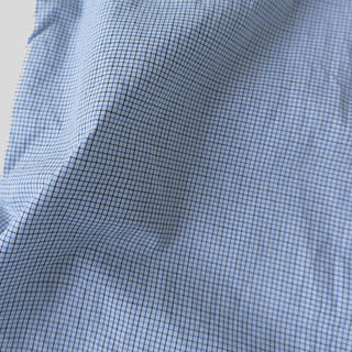 Short Sleeve Single Needle Shirt, Blue Gingham