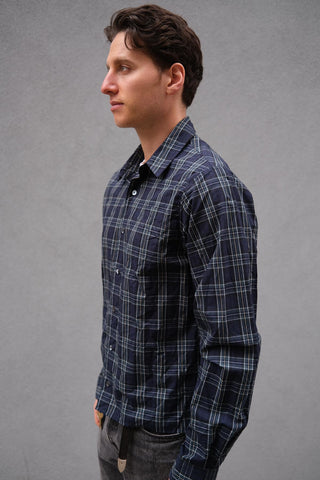Single Needle Shirt, Blue/Green Plaid