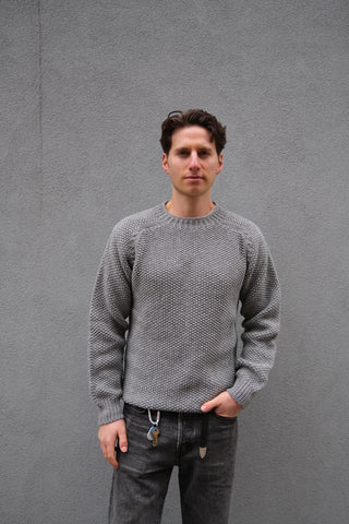 Moss stitch crewneck sweater