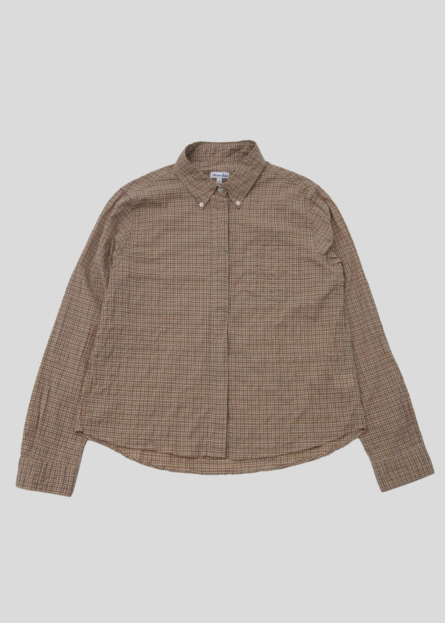 Front flat lay of fly shirt color in color natural check