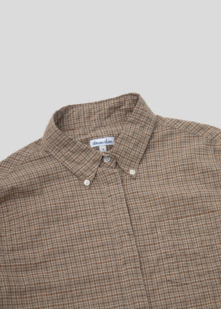 Close up Front flat lay of fly shirt color natural check