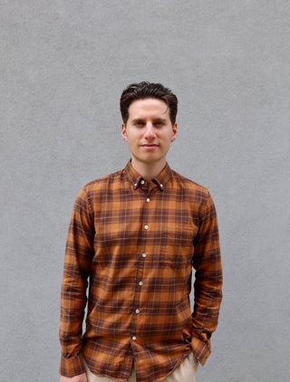 The Single Needle Shirt, Tan Plaid