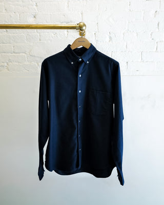 Single Needle Shirt, Navy Flannel