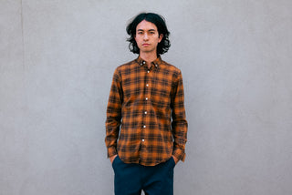 The Single Needle Shirt, Tan Plaid