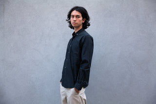 Single Needle Shirt, Blue/Green Plaid