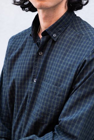 Single Needle Shirt, Blue/Green Plaid