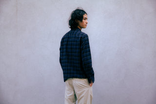 The Single Needle Shirt, Dark Blue Plaid