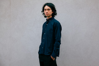Single Needle Shirt, Navy Flannel