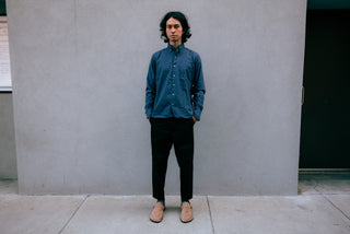 Single Needle Shirt, Brushed Blue