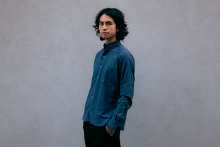 Single Needle Shirt, Brushed Blue