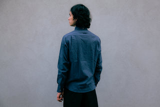 Single Needle Shirt, Brushed Blue