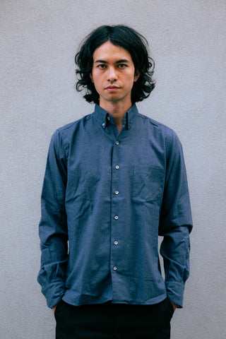 Single Needle Shirt, Brushed Blue