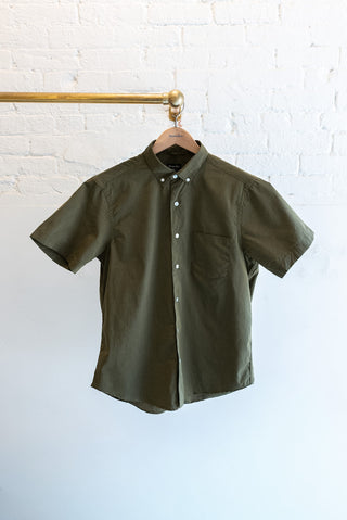Short Sleeve Single Needle Shirt, End on End Olive