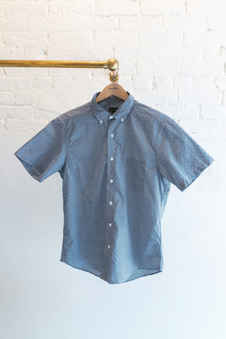 Short Sleeve Single Needle Shirt, Navy Peekaboo Check