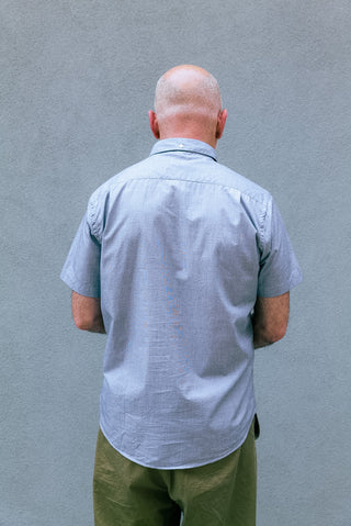 Short Sleeve Single Needle Shirt, Shot Grey