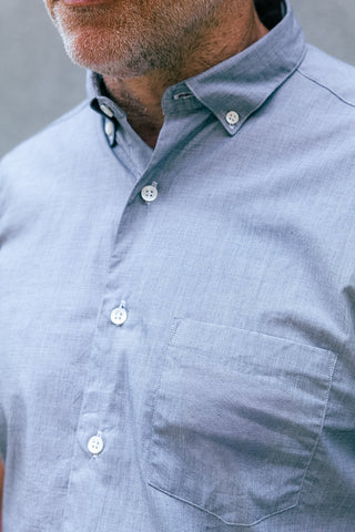 Short Sleeve Single Needle Shirt, Shot Grey