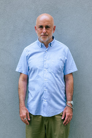Short Sleeve Single Needle Shirt, Periwinkle