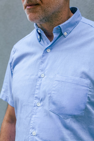 Short Sleeve Single Needle Shirt, Periwinkle