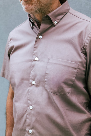 Short Sleeve Single Needle Shirt, Cocoa