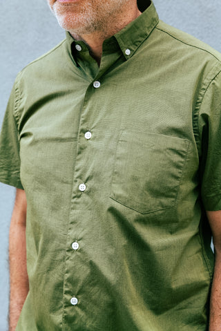 Short Sleeve Single Needle Shirt, End on End Olive