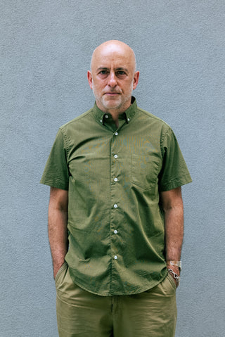 Short Sleeve Single Needle Shirt, End on End Olive