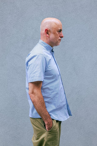 Short Sleeve Single Needle Shirt, Royal Blue/White Stripe – Steven Alan