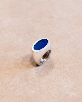 Sterling Silver Ring with Oval Lapis