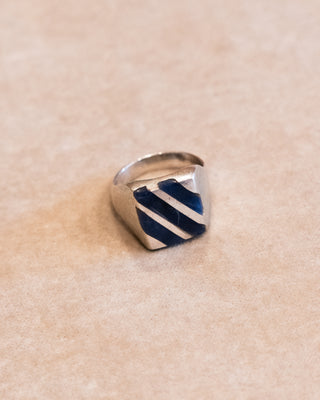Sterling Silver Ring with Lapis Stripes