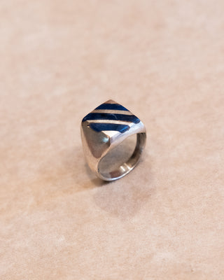 Sterling Silver Ring with Lapis Stripes