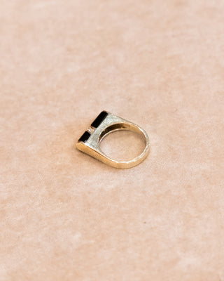 Gold Ring with Double Onyx and Diamonds