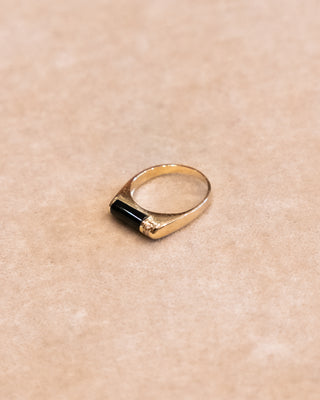 Gold Ring with Onyx and Diamonds