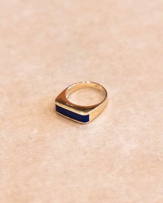 Gold Ring with Rectangular Lapis