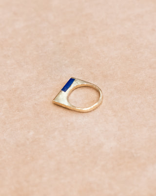 Thin Gold Ring with Lapis and Diamonds