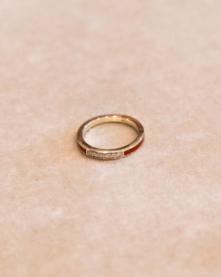 Gold Band with Red Jasper and Diamonds